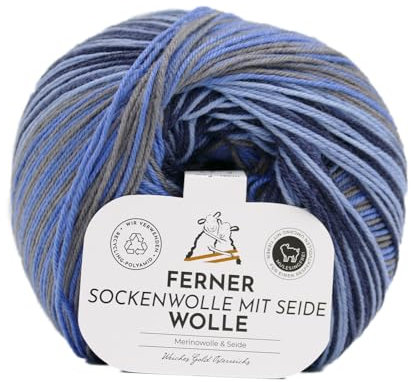 Ferner Wolle Sockenwolle 4-fädig mit Seide und Farbverlauf | Sockengarn, Strumpfwolle | 100g (722-24)