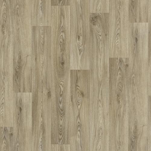 Wood Effect Vinyl Flooring Roll Beige & Brown Light Oak Effect Lino Flooring Felt Back Non Slip Flooring For Bathrooms, Conservatories & Kitchens (Farewell Abbey, Sample)