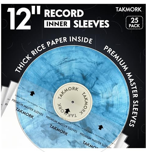 Vinyl Record Inner Sleeves: 12 Anti-Static Rice Paper LP Sleeves Album Record Acid-Free Clear Protective Sleeves for Vinyls Storage, 25pcs