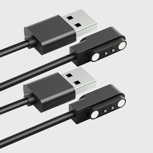 Wonvify Chargeur Montre Connectée, 2 Pièces USB Câble de Chargement de Montre Intelligente avec Contact Magnétique 2 broches 2,8 mm, Remplacement Adaptateur Charge, Paramagnetic & Diamagnetic, 60 cm