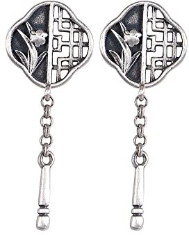 ZUOZUIYQ 925 Sterling Silber Vintage Matte Pflaume Orchidee Tropfen Ohrringe, Persönlichkeit Hohle Quaste Blumen Ohrringe, Ethno Stil Schmuck Geschenke für Frauen,Orchidee