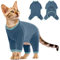 Katzenbekleidung, Katzen Jacke Katzenbody Nach Op Kastration Katze Ganzkörper Body Sphinx Kleidung Katzenpulli für Katzen(Blau-grau, M)
