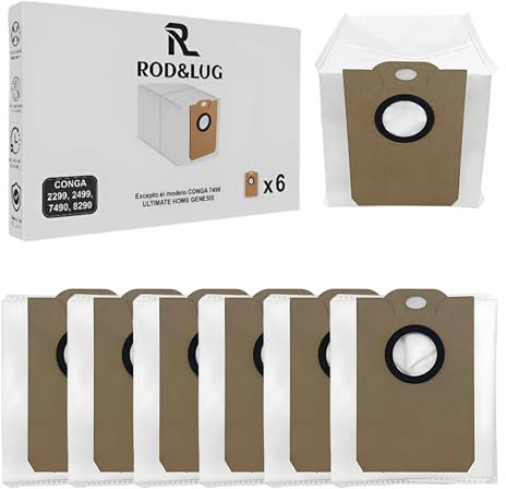 6 sacs de rechange Conga 8290-7490-2499-2299 compatibles avec robot aspirateur Conga Cecotec- ROD AND LUG