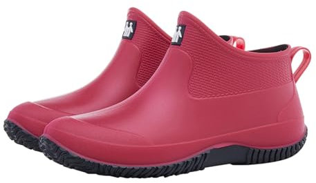 Stivali da pioggia da donna Breve Slip Scarpe Casual Brevi Stivaletti alla caviglia Outdoor Moda Uomo Scarpe Casual Brevi Stivali Estivi per le Donne, Rosso, 41 EU