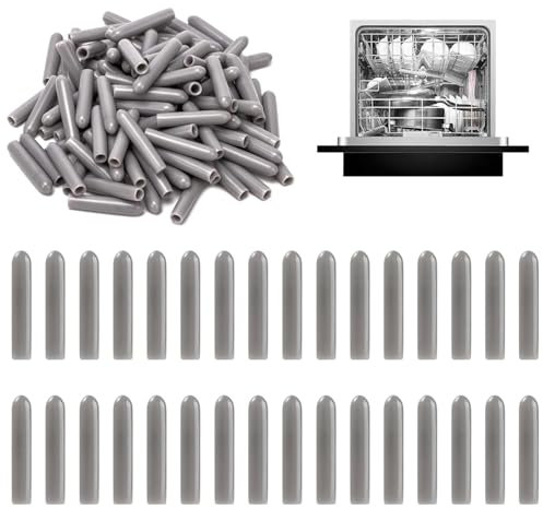 100Pcs Dishwasher Rack Caps, Dishwasher Protective Caps Silicone Dishwasher Protection Prongs Rack Repair Cover Cap Universal PVC Dishwasher Basket Caps for All Dish Baskets 1/8 Inch Inner Diameter