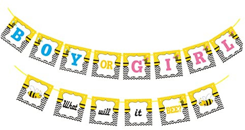 Toyvian Gelbes Banner Satz aus Papier zur Geschlechtsbekanntgabe für Babyparty mit Deko Wimpelketten für Geburtstagsparty als Babyparty Dekoration
