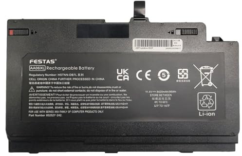 FESTAS AA06XL Batterie Compatible avec HP ZBook 17 G4 G4-2ZC18ES G4-1RR26ES G4-Y6K23EA G4-Z3R03UT G4-Z3R03AA Series AAO6XL AA06096XL-PR HSTNN-DB7L 852711-850 852527-221 852527-222 (11.4V 96Wh)