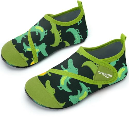 Swim Water Shoes Boys Kids Toddlers Baby Beach Shoes Aqua Pool Swimming Socks River Sea Sand Footwear（Dinosaur Dark Green 34/35）