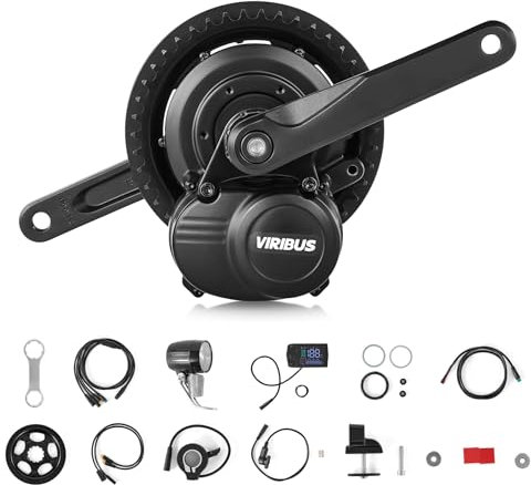 Viribus Mid Drive eBike Conversion Kit, 36V 250W Mid-Drive Conversion Kit with Digital Display & Torque Sensor for 68 to 73 mm Bottom Bracket City Bike Mountain Bike& Road Bike