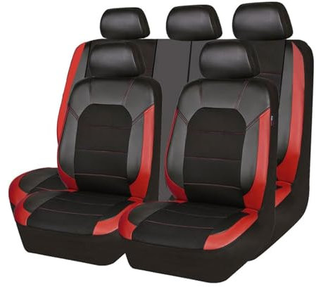 FCNNYBF Leder Autositzbezüge für Renault Kangoo III 2021 2022 2023 2024 2025, Allwetter Wasserdicht Atmungsaktiv Komfortabel Auto Innenraum Schonbezüge Auto Zubehör,Red