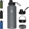 HYDRO H2O Bouteille d'eau isotherme de 946 ml avec paille (couvercle à bec verseur et bouchon à vis), botte en silicone et poignée flexible, bouteille d'eau à large goulot en acier inoxydable, tasse à