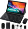 Tablette 10 Pouces Android 12 4Go RAM + 64Go ROM (1To TF), 5G + 2.4G WiFi, 8000mAh, 2.0Ghz Cores, BT 5.0, 8MP + 5MP, Type C, OTG, Tablette Tactitle avec étui, Clavier et Souris - Noir