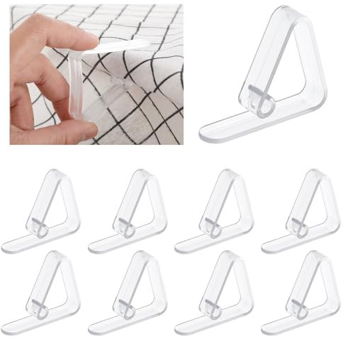 Gjinxi Clear Tablecloth Clips 8PCS, Thicker Windproof Table Cloth Holder Clips, Plastic Picnic Table Grips Restaurant Holders Tables Cloth Cover Clamps for Weddings Graduation Indoor and Outdoor Party