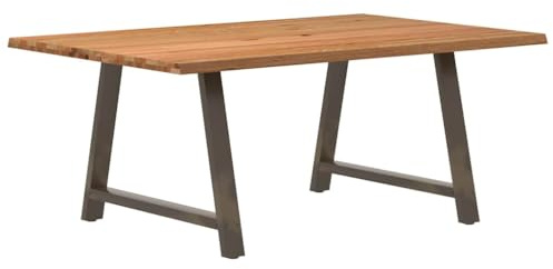 QUAHEAS Esstisch mit Baumkanten 180x120x74 cm, Massivholz Eiche, langlebiger Holztisch für Esszimmer, Küche, modernes Design, Naturkante, stabil, einzigartig für Familie und Freunde