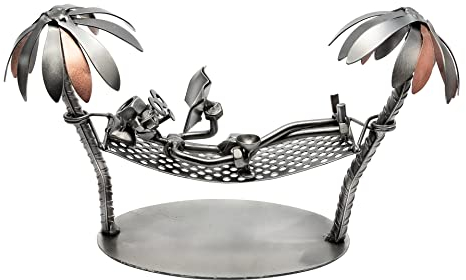 STEEMO Schraubenmännchen Hängematte Palme Reise Geschenk Metall-Deko 30x10x17 cm
