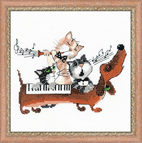 Riolis Kreuzstich-Set Dackel Blues, Zählmuster | Dog design, 14 ct white Zweigart Aida, 13 Anchor cotton colors, beginner to intermediate, chart & needle included