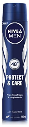 NIVEA MEN Protect & Care Déodorant Anti‑Transpirant Homme 72H – Spray 200 ml – 0% Alcool, Anti‑Irritations, Protection Longue Durée – Peaux Sensibles
