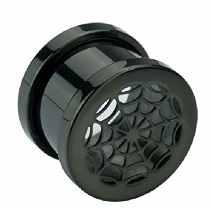 eeddoo Flesh Tunnel Spinnennetz Schwarz Edelstahl 16 mm