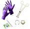 BodyJewelryOnline Erwachsene 6-köpfigen Septum Piercing Kit - 16ga Hufeisen Circular Barbell, Nadel, Zange und Handschuhe + Septum Clicker Gold IP