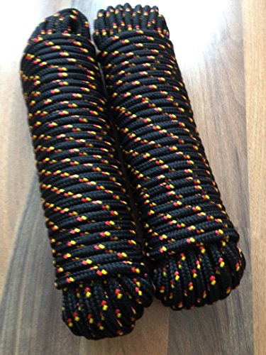 Machermann Nr.37 Rope, Seil 8 mm x 30 m, Schot, Kordel,Tauwerk,Tau,Spannseil,Expanderseil,Planenseil,Kunststoffseil, Schwarz
