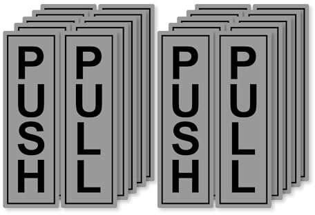 Türaufkleber Push & Pull (Drücken & Ziehen), selbstklebende, transparente Vinyl-Aufkleber, 190 x 60 mm, Selbstklebendes Vinyl, silber, 10 sets