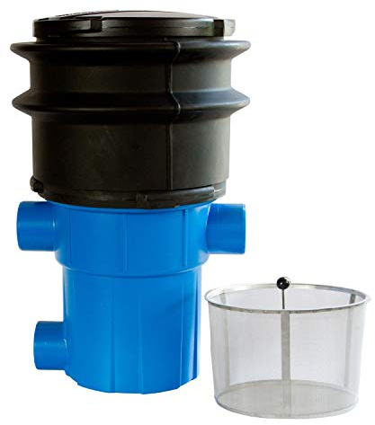 Regenwasserfilter Zisternenfilter 3P Retentions- und Versickerungsfilter RVF mit Tele., Abgang seitlich und Edelstahlsieb für den Erdeinbau, Anschluss DN 100. Für die Haustechnik und Garten.