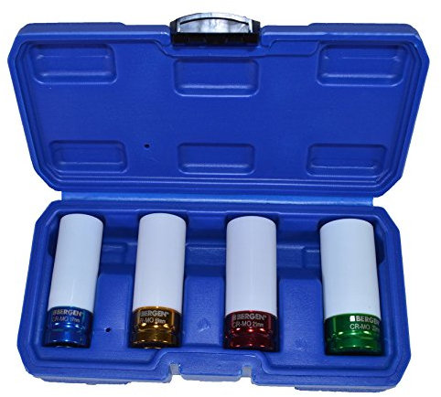 1/2 Drive Alloy Wheel Nut Impact Sockets 17mm 19mm 21mm 22mm 4pc Set