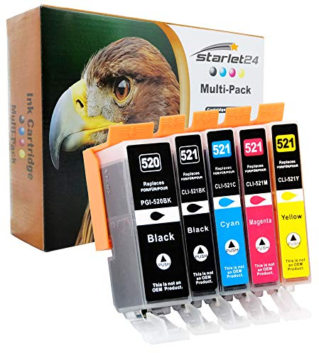 5er-Set Druckerpatronen ersetzt PGI-520 CLI-521 für Canon Pixma iP3600 iP4600 iP4700 MP540 MP550 MP560 MP620 MP630 MP640 MP980 MP990 MX860 MX870