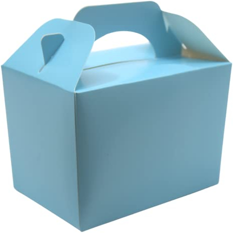 Lotus 20 x Children/Kids Plain Coloured Party Boxes Carry Food Meal Fun Picnic Birthday Wedding Favour/Baby Shower Party Halloween Trick or Treat Box Loot Bag (Baby Blue)