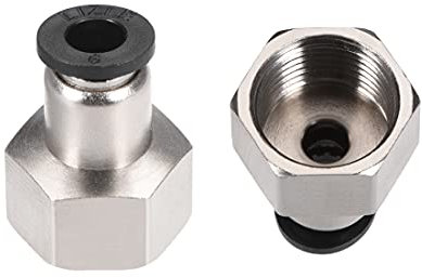 sourcing map Push to Connect Tube Fitting Adapter 6mm Tube OD x 3/8 PT Female Straight Pneumatic Connecter Connect Pipe Fitting Silver Tone 2pcs