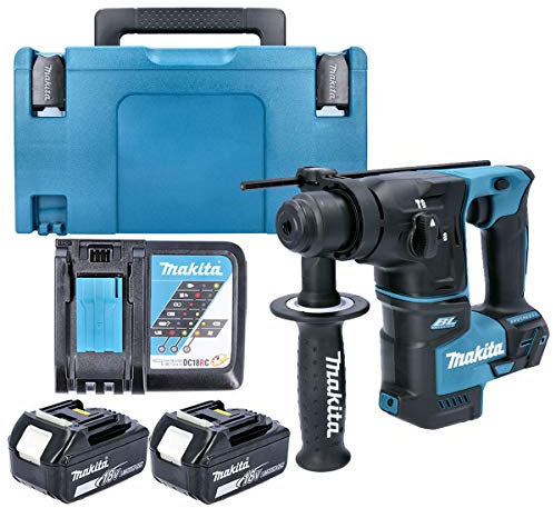 Makita DHR171 18V LXT Brushless SDS Plus Rotary Hammer 17mm with 2 x 5.0Ah Battery, Charger & Case