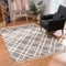 Teppich Wohnzimmer Shaggy - Grau Creme - 140x200cm - Deko Schlafzimmer Hochflor mit Fransen Flauschig - Raute Muster - Oeko Tex 100 Standard - Allergiker geeignet