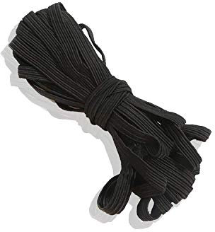 WedDecor 5mm Elastic, Black Elastic Cord for Masks 5mm Elastic for Masks 5mm Flat Elastic Cord for Masks,Thin Elastic for Dressmaking Waistband Headbands, 5 Metres
