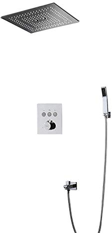 WXJLYZRCXK Sistema de Ducha de Baño con Grifo de Agua Juego de Grifo de Ducha Termostático para Baño, Cabezal de Ducha Tipo Lluvia Sistema de Ducha Montado en la Pared en Cascada, Váula de Ducha Term