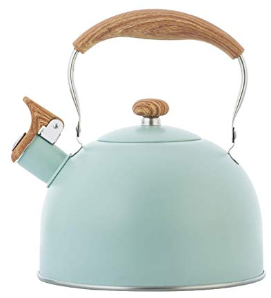 Bouilloire Sifflante, Bouilloire à sifflet en inox 2.5 L - Avec poignée en bois - Pour cuisine, gaz, camping