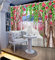 NBVGHJ Rosa Verdunkelungsvorhänge Natur Persönlichkeit Stil Alley Fotodruck 3D Vorhang Mediterraner Garten Türvorhang (B) 220×(H) 230cm