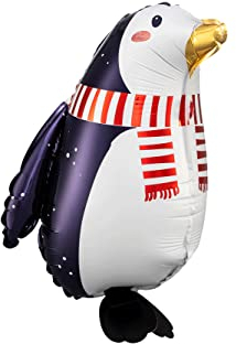 Folienballon Pinguin 29x42cm - Airwalker Ballon - schwebend über den Boden mit Helium gefüllt - Luftballon für Kinderparty Weihnachten - Folienluftballon als Geburtstagsdeko Partydeko - Schwarz Weiß