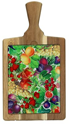 Brandani 52442 Tagliere Le Primizie Acacia Vetro Decorato, 18x34.5 cm