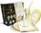 EID MUBARAK Décoration – Kit Vaisselle Jetable – 60 PCS – 12x Grande Assiette, Moyen Plat, Gobelets, Pailles et Serviettes (OR GOLD)