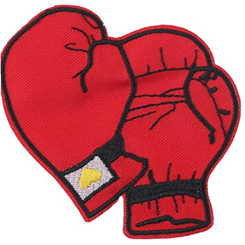 Fopytu Iron on Patches, Red Boxing Glove Embroidered Patches Applique Cloth Sticker Patch Decorative Craft Patches for Bags Clothes