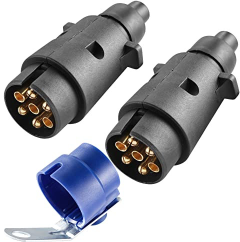 AGRISHOP Spina Rimorchio 7 Poli,2 Pezzi 12v Adattatore 7 Poli con Supporto per Spina Rimorchio Impermeabile,Spina 7 Poli Rimorchio per Camion Caravan RV