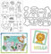 INFUNLY Tropische Tiere Klare Stempel Und Stanzformen Set Elefant Löwe Transparente Silic Stamps Tierform Stanzform Für Kartenherstellung DIY Craft Scrapbooking Grußkartendekoration