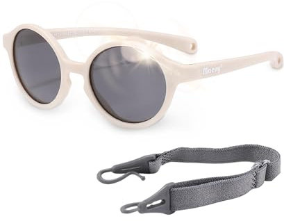 Maesy Baby Sonnenbrille für 0-2 Jahre - UV400 Polarisierter Schutz - Flexibler und Biegsamer Rahmen - Verstellbares Gummiband - Sichere und Bequeme Babysonnenbrillen - Rund - Noah