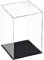 TA-VIGOR Transparente Acryl-Vitrine, 15 x 15 x 25 cm, zusammenbaubar, Würfel-Organizer, Ständer, staubdichter Schutz, Vitrine mit schwarzem Boden für Actionfiguren, Spielzeug, Sammlerstücke,