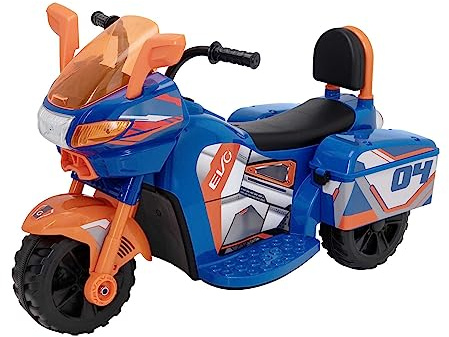EVO Electric Ride On Blue Zoom Sports Bike | 6V Battery Powered Motorised Kids Ride-On Bike With Pedal Driven Car Forward Function, Working Horn & Lights | Ride-On Toy Vehicle | Ages 2+