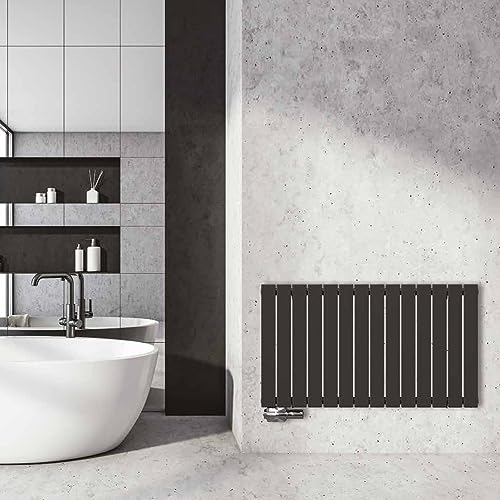 Paneel Flach Heizkörper Badheizkörper AROG Horizontal single (einlagig) (Breite: 840 mm. Höhe: 600 mm., Grau Anthrazit [RAL 7016])