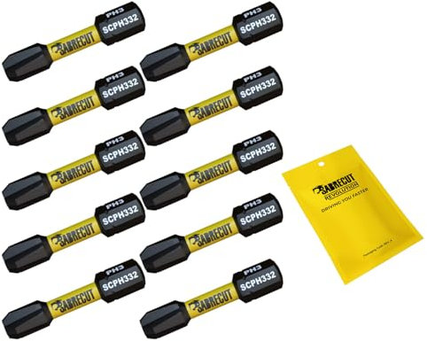 10 x SabreCut SCPH332_10 32mm PH3 Magnetic Impact Screwdriver Driver Bits Set Phillips Heavy Duty