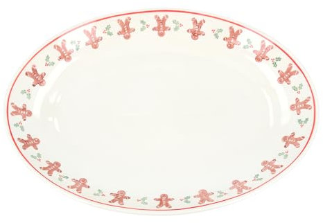 Gisela Graham Ceramic Oval Plate with Gingerbread Men