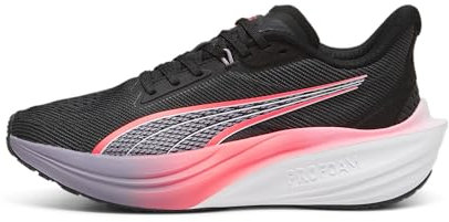PUMA Darter Pro, Road Running Shoe Unisex Adulto, Black-Sunset Glow-Pale Plum, 46 EU