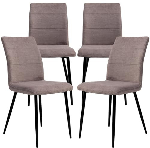 Moderne Esszimmerstühle mit Stoffbezug - bequeme Esstischstühle mit abgesteppter Vorderseite - gepolsterte Küchenstühle mit gebogener Rückenlehne für mehr Sitzkomfort, Farbe:Dustrosa, Menge:4 St.